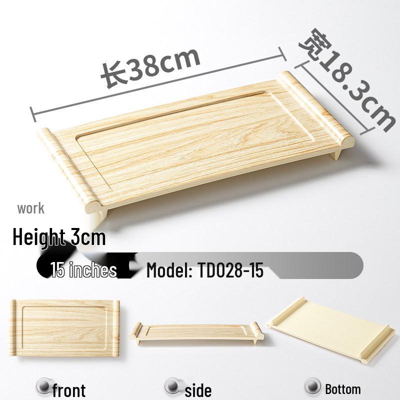 Xiangyuanmei Melamine Barbecue Hot Pot Side Plate - Imitation Porcelain Grill Pan with Wood Grain Design