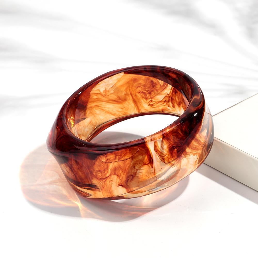 Trendy Thick Acrylic Irregular Bangle for Women Retro Dual Color Geometric Wide Cuff Bracelets Boho Fashion Jewelry Gift
