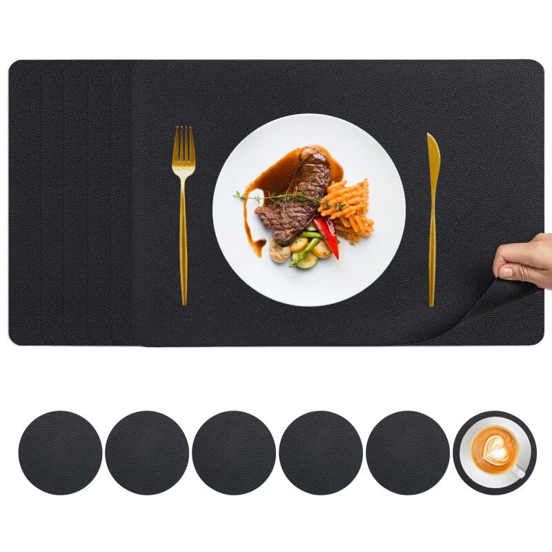 ZISIZ Double-Sided White Placemat & Coaster Set (6-Piece)