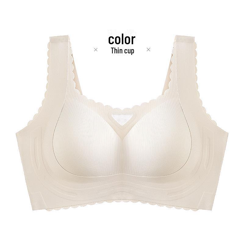 

Breathable Seamless Large Size Summer Bra for Women - Latex, Adjustable, Side Support, Perfect for Large Busts S тілесний
