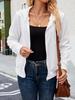 Women's Casual Hooded Zip-Up Jacket - Long Sleeve Coat with Elastic Cuffs & Drawstring Hood, Solid Color Fall/Winter Outerwear