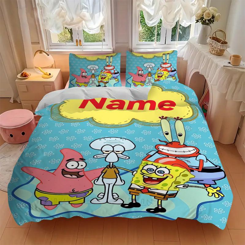 Set Biancheria da Letto SpongeBob SquarePants 3 Pezzi Copripiumone Regalo per Camera da Letto, Include Nessuna Imbottiturajt083
