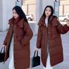 Cotton Jacket Women's Mid-length Over the Knee New Down Cotton Jacket Thickened Korean Version Loose Hooded Winter Versatile Jacket