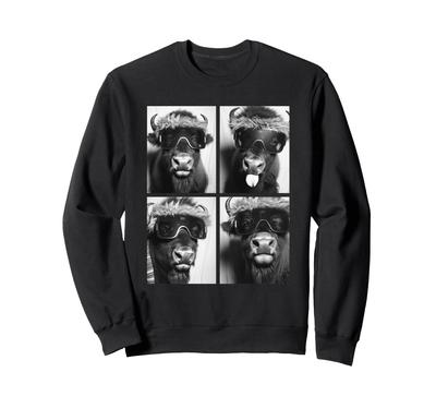Cute Bison Snow Funny Winter Aesthetic Animal Sweatshirt Goggles,