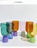 Color Blocked Goblet Glass Whisky Wine Glass Borosilicate  Heat-resistant Glass Coffee Glass