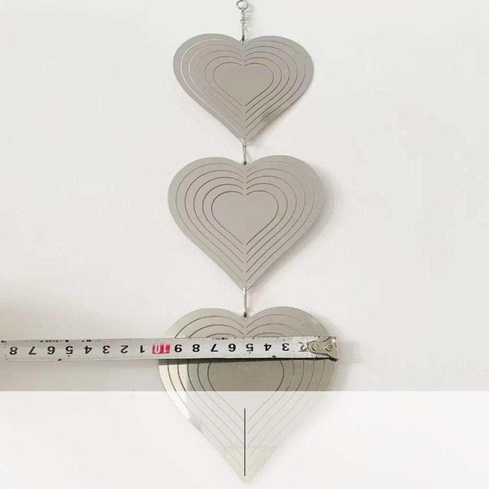Reflective Surface Heart Wind Chime Rotatable Design Wind Spinner 3D Metal Heart Garden Hanging