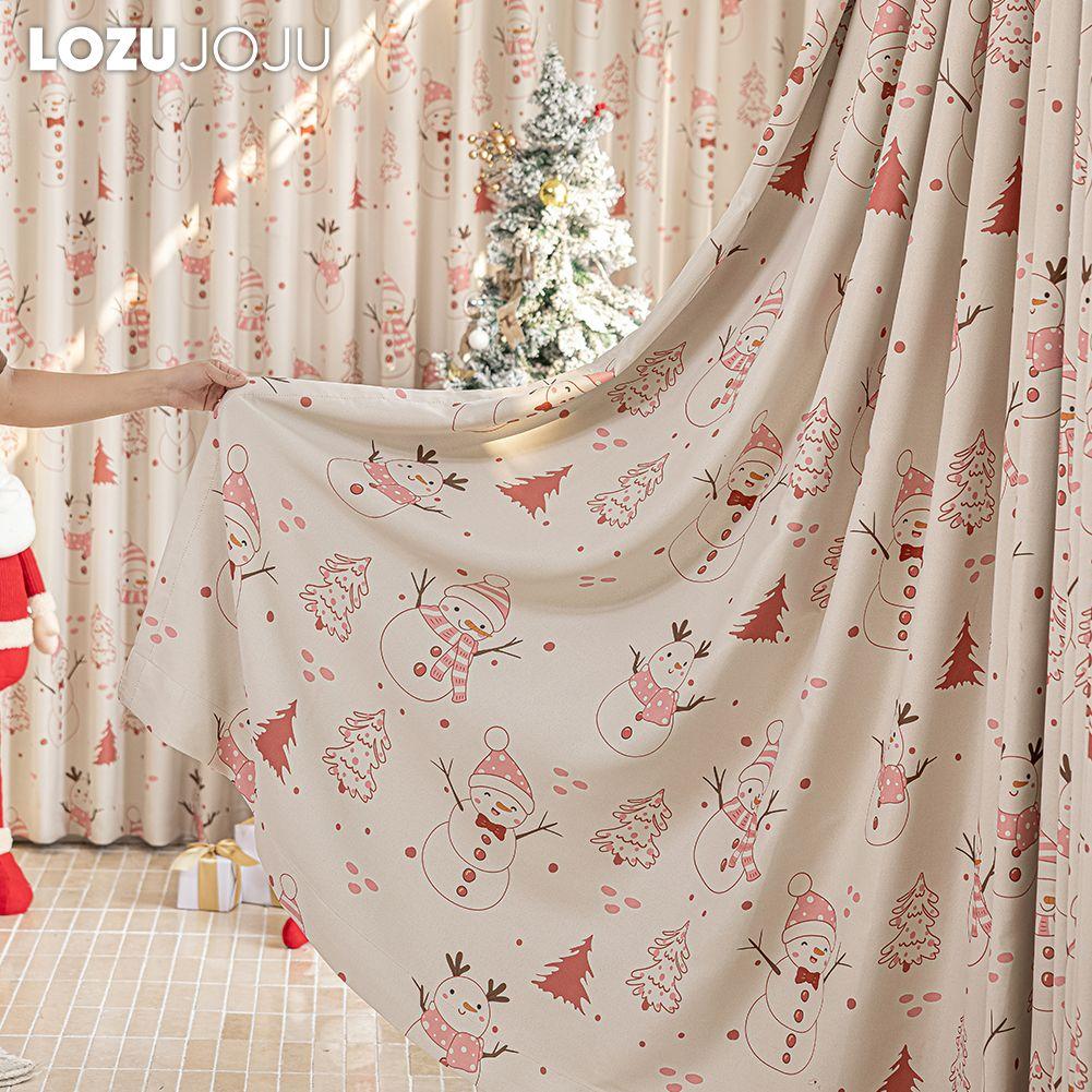 1PC LOZUJOJU Christmas Blackout Curtains Snowman Christmas Tree Pattern Printed Curtains for Bedroom Living Room Balcony Window for Home Decor