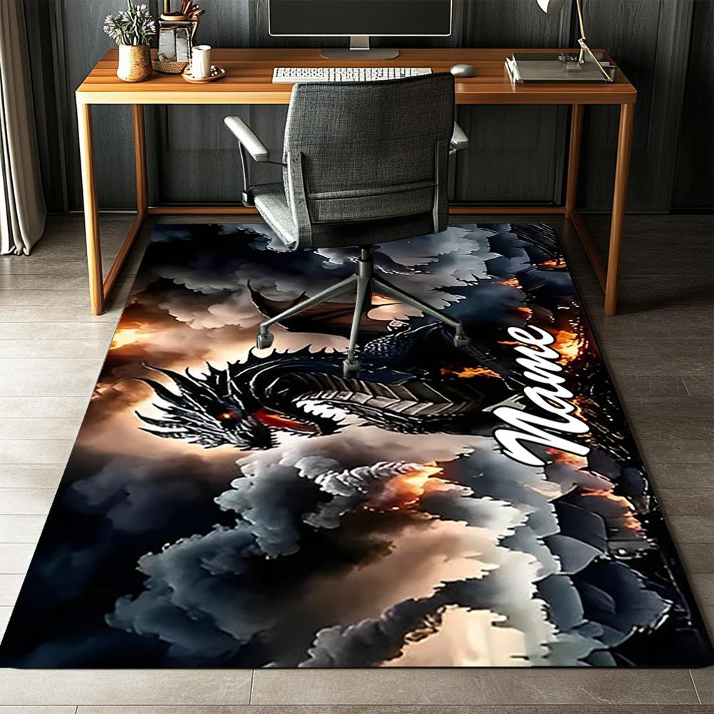 Custom Name Dragon Printed Carpet,Rug for Office Chair Living Room Bedroom Kitchen Room Decor Gifts.
