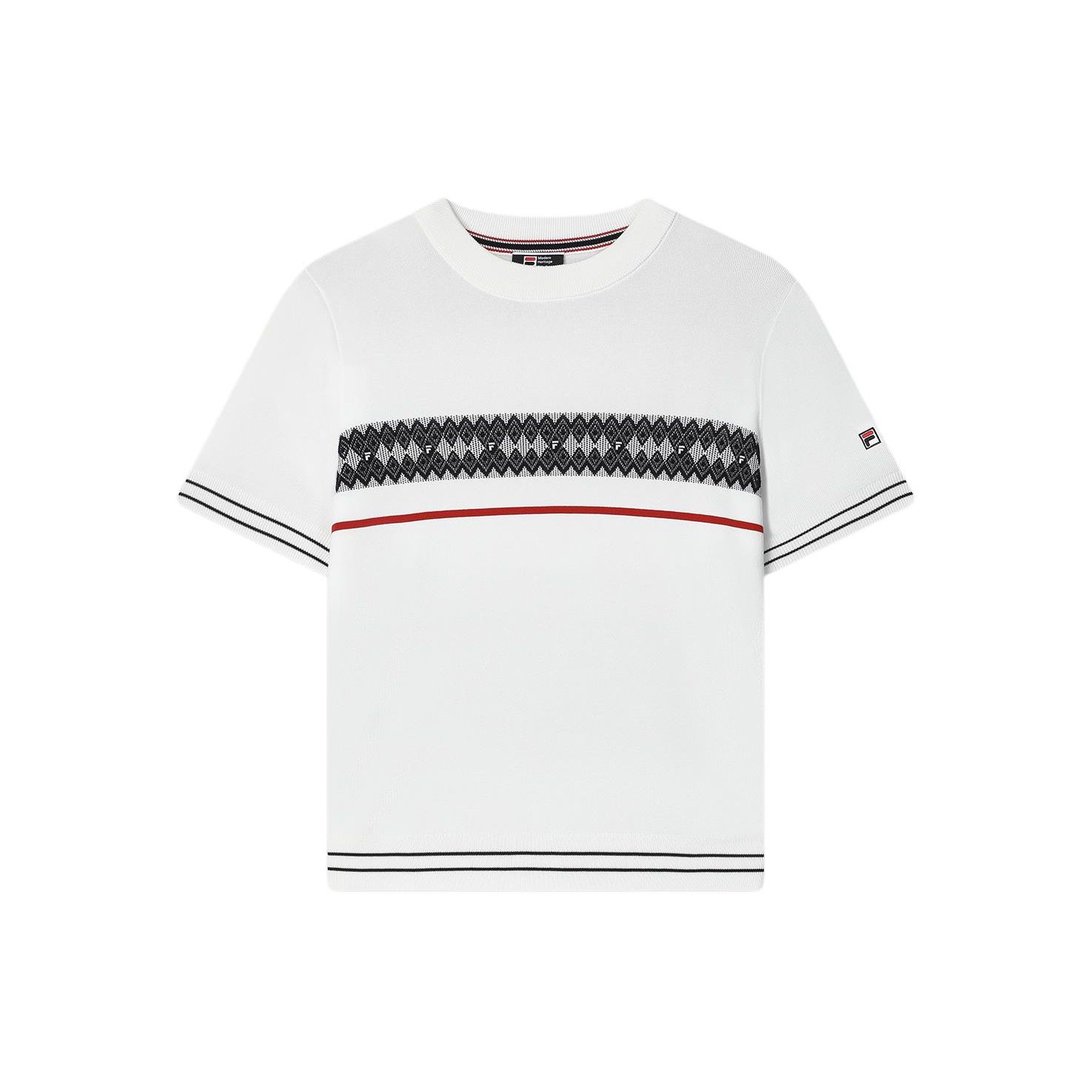 

Женский трикотажный топ FILA Diamond Casual Round Neck Short Sleeve Knit Top Steam-White F11W411404F-IV M