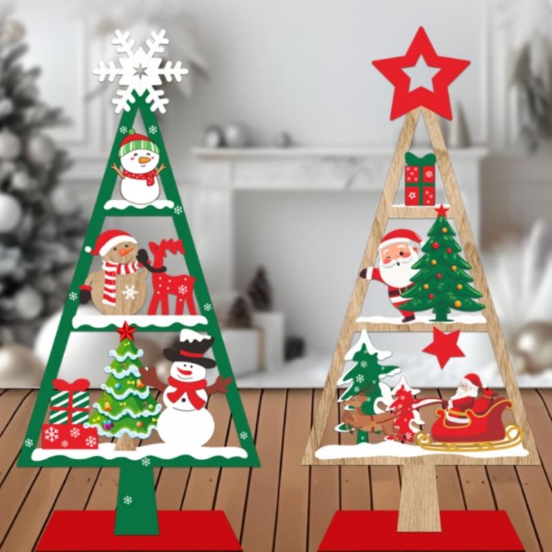Natural Wood Festival Tree Sculpture Holiday Centerpiece Handmade Desktop Decoration For Christmas Gatherings And Gifts