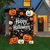 1PC Halloween Happy Pumpkin Garden Ag, Reversible Print for Fall Patio and Outdoor Holiday Decor (Rod Not Included)