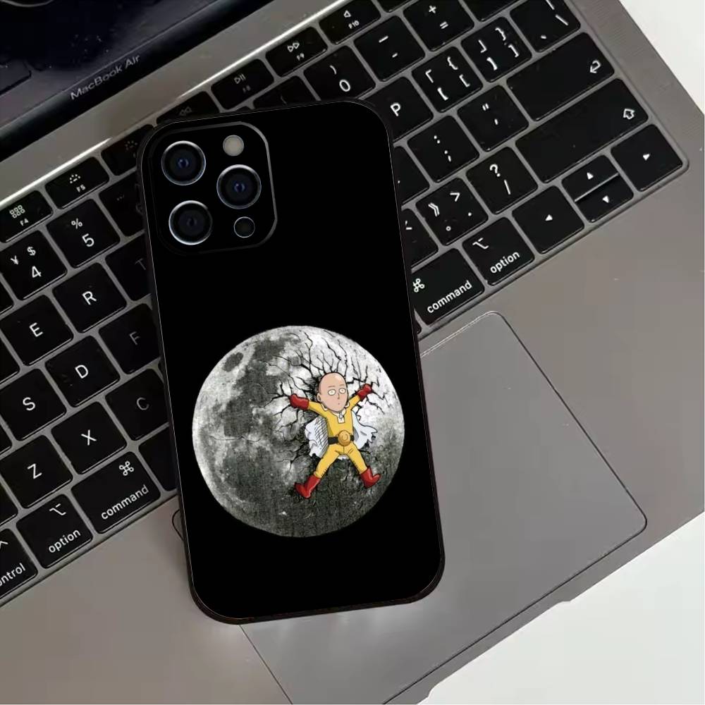 O-One P-Punch Anime Man  Phone Case For iPhone 17,16,15,14,13,12,11 Plus,Pro Max,XS,Soft Silicone Black Cover
