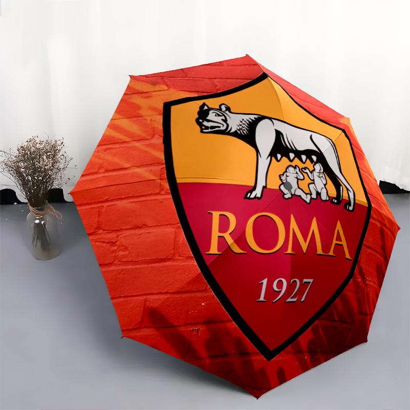 AS Roma  Pattern, Automatic Folding Umbrella, Portable and Foldable Design, 8 Ribs, a Christmas or Birthday Gift.