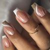 Medium and Long Ballet Nail White French Simple Versatile Explosive Gold Powder Curve Piece Fake Nail Nails