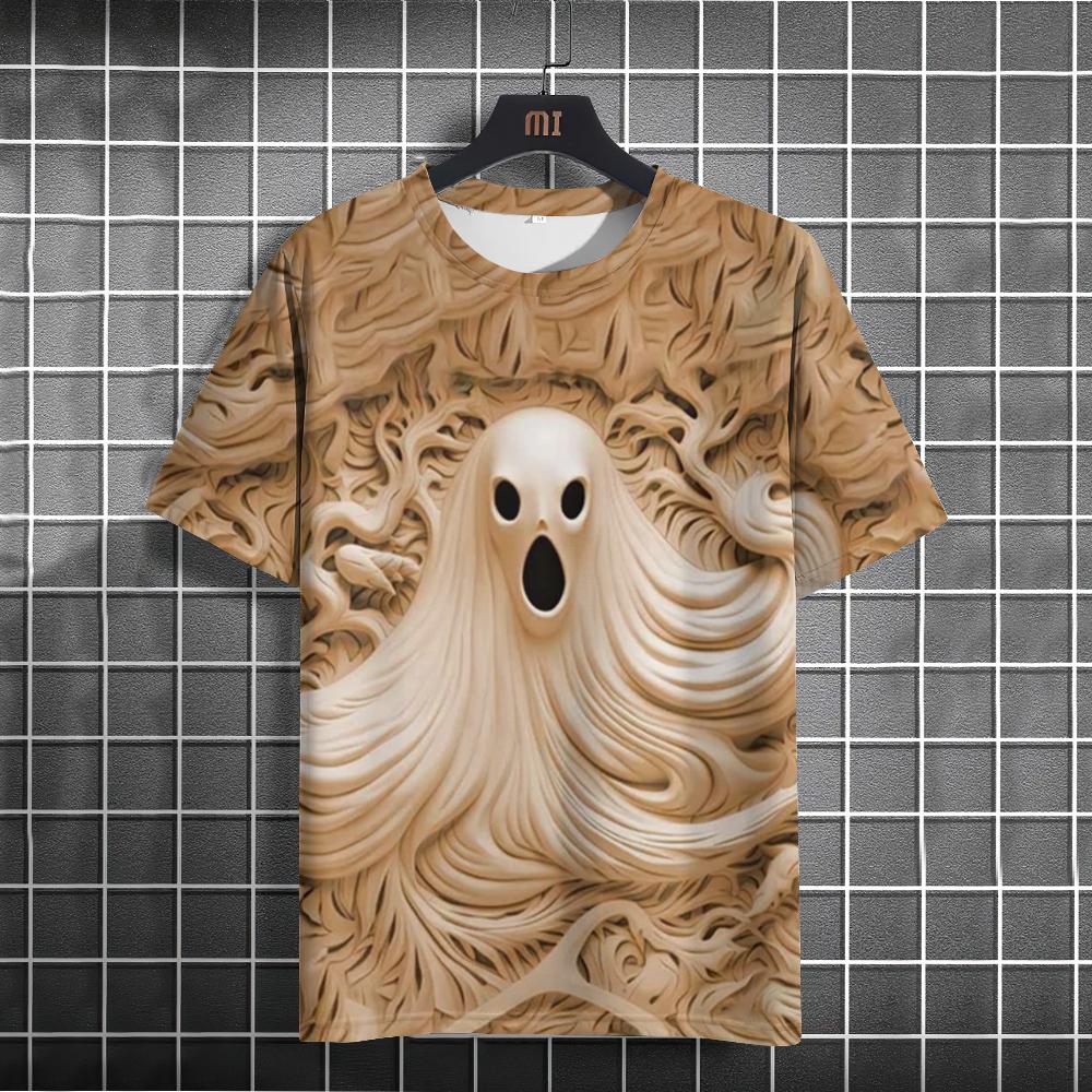 Halloween Pumpkin Head Scarecrow Emboss Print T-shirts Designer O-neck Short Sleeves Women's T Shirt Fashion Women Clothing Tops