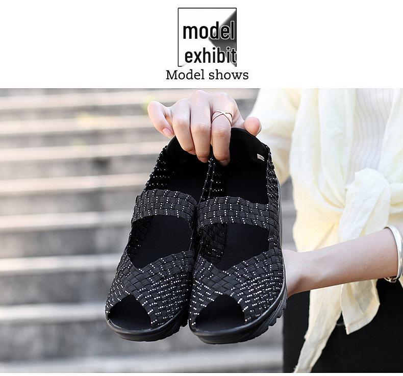2022 Women's Hand-Woven Slip-On Shoes: Casual, Breathable, Fashionable & Height-Increasing