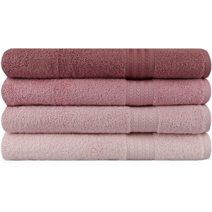 Ensemble de 4 serviettes de bain - 70 x 140 cm - Poudre