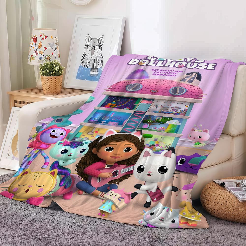 Cartoon G Gabby's Dollhouse Blanket For Sofa Office Bed Plane Travel Sleep Read Relax Camping Soft And Warm