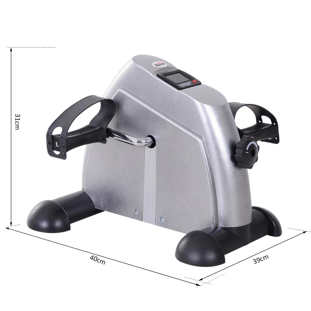 Mini exercise bike for legs arms fitness device with LCD screen dim. 39L x 40W x 31H cm silver