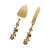 Rose Flower Cake Knife & Spatula Set - Exquisite Metal Alloy Wedding & Tableware Display.