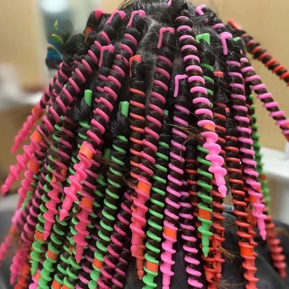 20Pcs Set Heatless Curls Mixed Color Spiral Hair Styling Tools Random Curling Rods for Cold Perming Suitable for Hair Salons