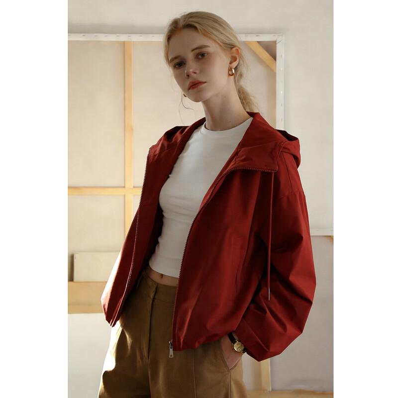 Demana 3-Proof Tech Hooded Pleated Short Jacket S