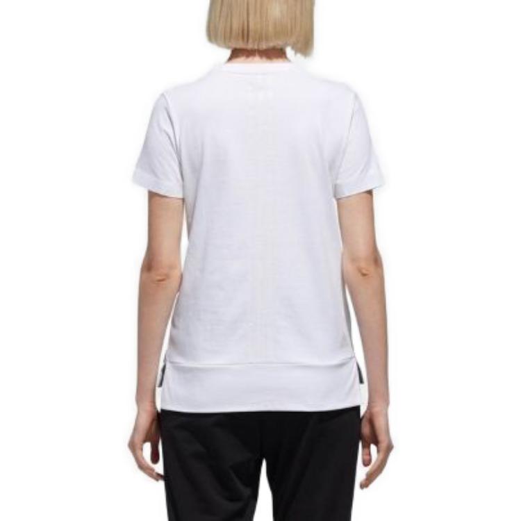 Adidas Logo Label Round Neck Short Sleeve T-Shirt Women T-Shirts White EA2099
