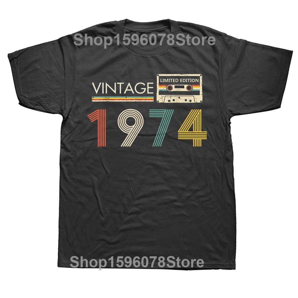 1974 Limited Edition Morsom 48-årsdag Grafisk T-skjorte Herre Sommerstil Mote Korte Ermer Streetwear T-skjorter