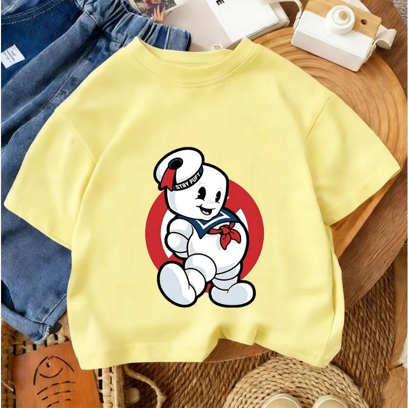 2026 Summer Boys and Girls T-Shirt Ghostbusters Cartoon Casual Street Fashion
