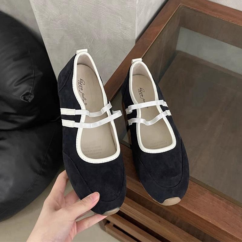 Fashion SUOJIALUN 2025 Spring New Brand Women Flat Shoes Fashion Round Toe Shallow Slip On Mary Jane Shoes Soft Flat Heel Baot Shoes