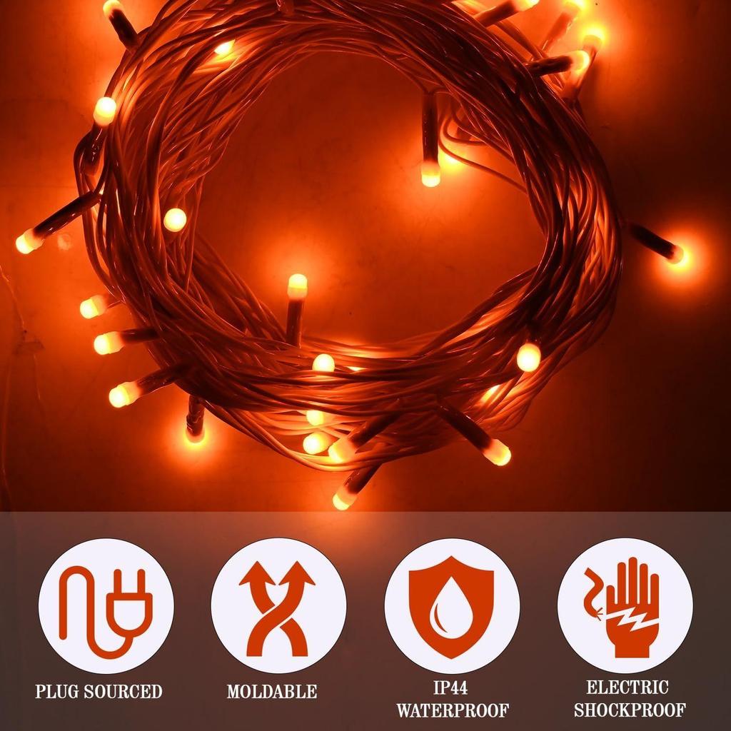 (Pack of 10, Orange) 38 LED 10.5M Copper Power Pixel String Light | 360° Fairy Serial Jhalar Lights for Home | Diwali Lights for Decoration, Christmas