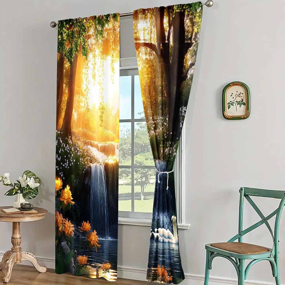 2pc,  Drapes Nature Scenery Versatile Fabric,Without Electricity Family Party Decoration for Holiday Decorations