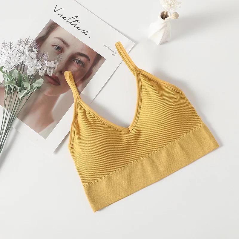 

Модный бюстгальтер U-образной формы с открытой спиной и сборками для женщин L (78-87cm chest) жёлтый