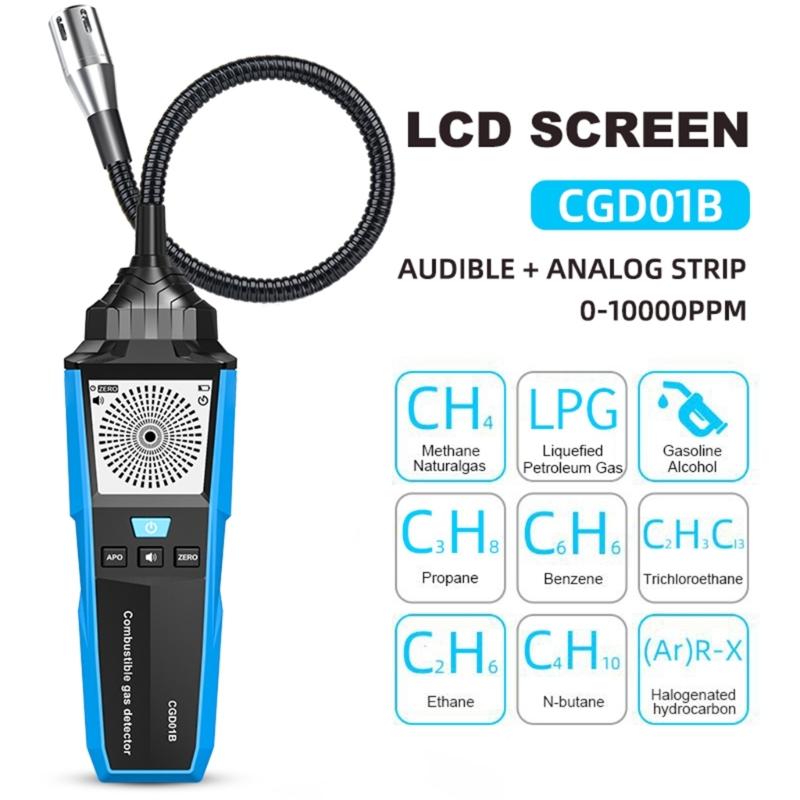 Portable Combustible Natural Gas Leak Location Determine Meter Tester Analyzer Accurate Detection with Sound Light Alarm