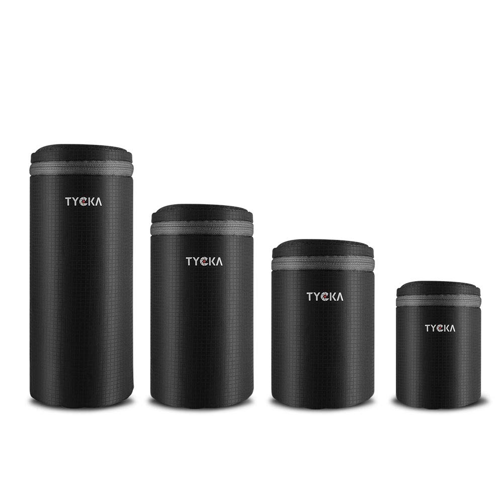 

TYCKA SLR Camera Lens Case Lens Storage Bag 10mm Thick Waterproof Cushioned Zipper Type Lens Pouch Compatible with Digital Camera Lenses of 4 чорний
