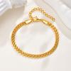 Dainty Gold Plated Bracelets for Women, Waterproof Triple Link Stainless Steel Beads Snake Chain Writs Bracelet Adjustable