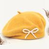 1pc Solid Color Women's New Bow Wool Beret, Suitable for Daily Use, Available in Multiple Colors