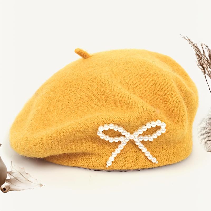 1pc Solid Color Women's New Bow Wool Beret, Suitable for Daily Use, Available in Multiple Colors
