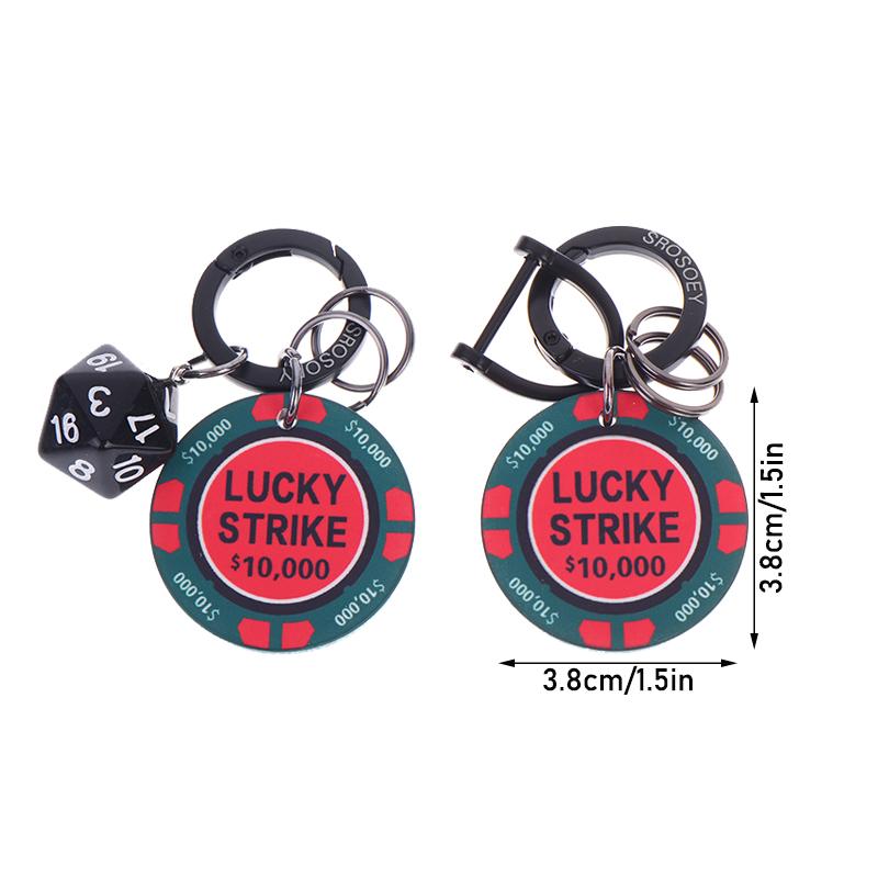 Ceramic Chip Lucky Dice Keychain Gaming Club Chip Pendant Multi Functional Round Chip Key Holder Pendant Keyring