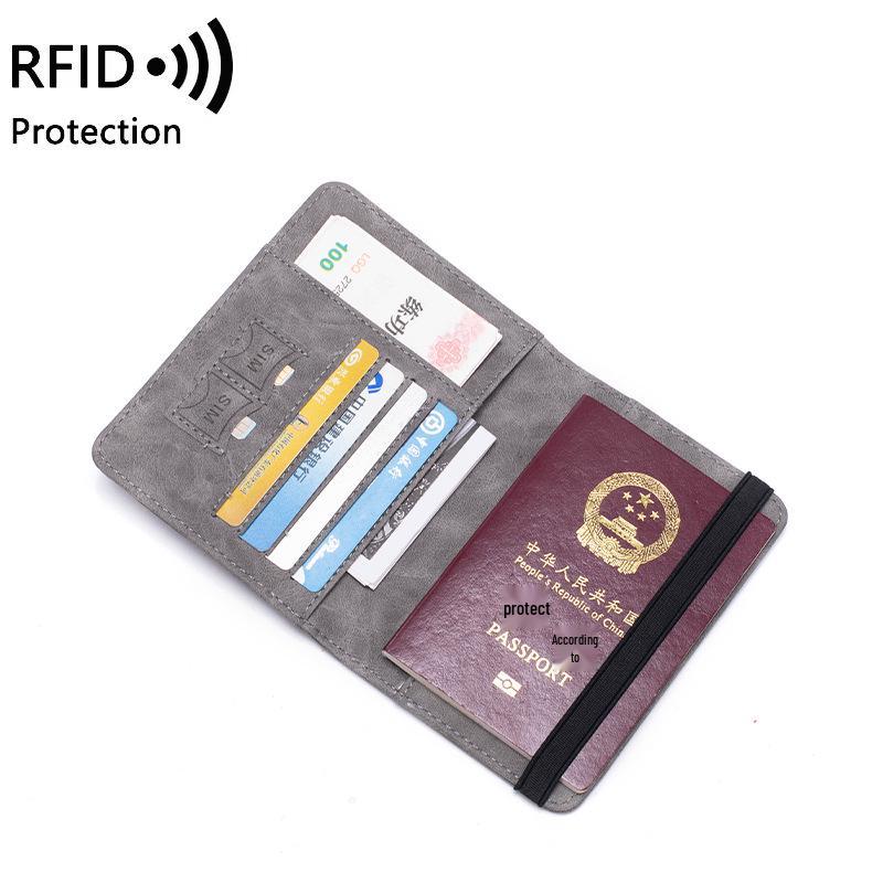 Anti-Magnetic RFID Passport and Card Holder - Multifunctional Bifold PU Cover for Travel Documents
