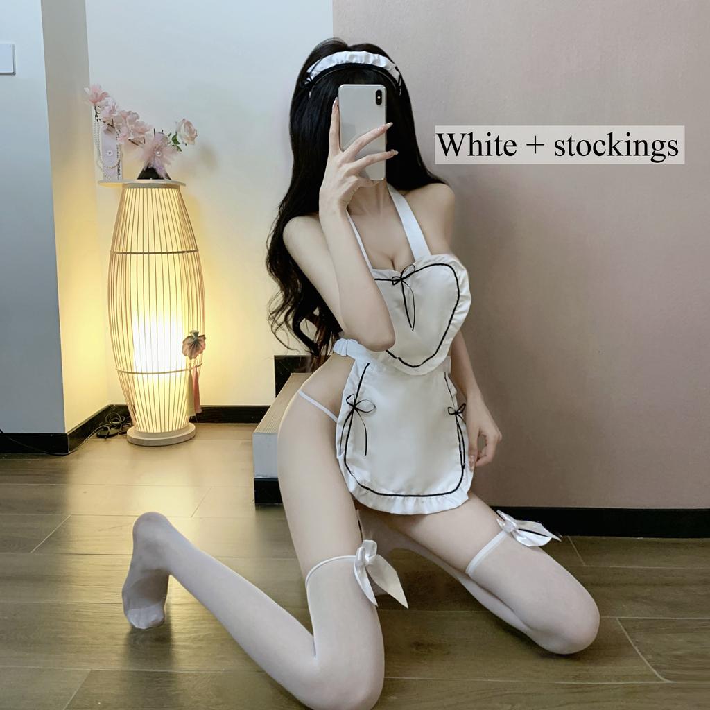 Sexy Lingerie Sexy Heart Maid Outfit Hot Strap Apron Role Play Maid Uniform Set