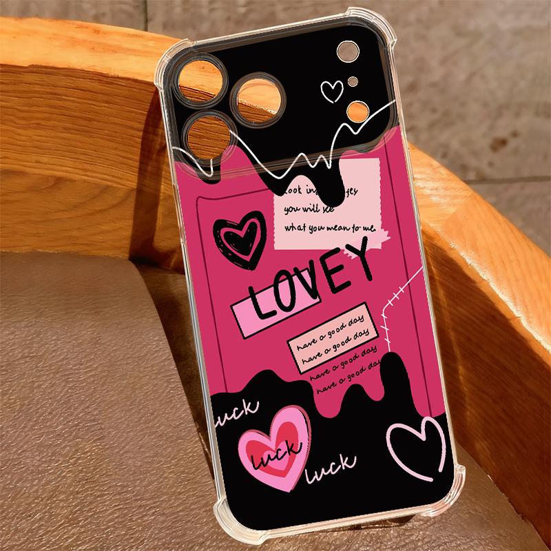 Colorful Heart Pattern Phone Case For iPhone 17e 17 16 15 Pro Max 14 13 Pro 16 Shockproof Clear Soft Card Slot Pocket Back Cover