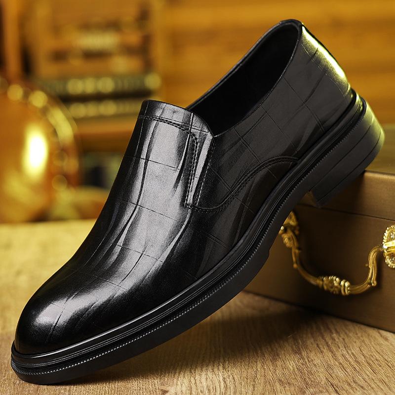 

Autumn New Designer Dress Shoes for Men Fashion Casual Work Wedding Shoes Male Solid Color British Style Cow Leather Shoe Man 38