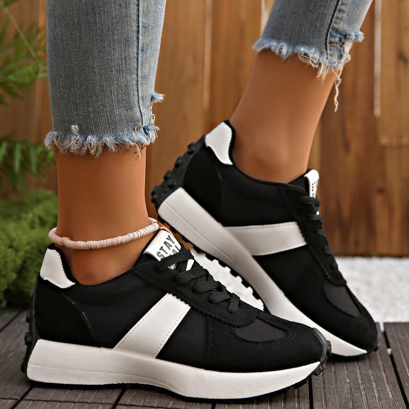 

Модные женские кроссовки 2025 Новые весенне-осенние брендовые роскошные вулканизированные туфли Повседневная обувь Zapatillas Mujer Легкие плоские дышащие туфли 36 чёрный