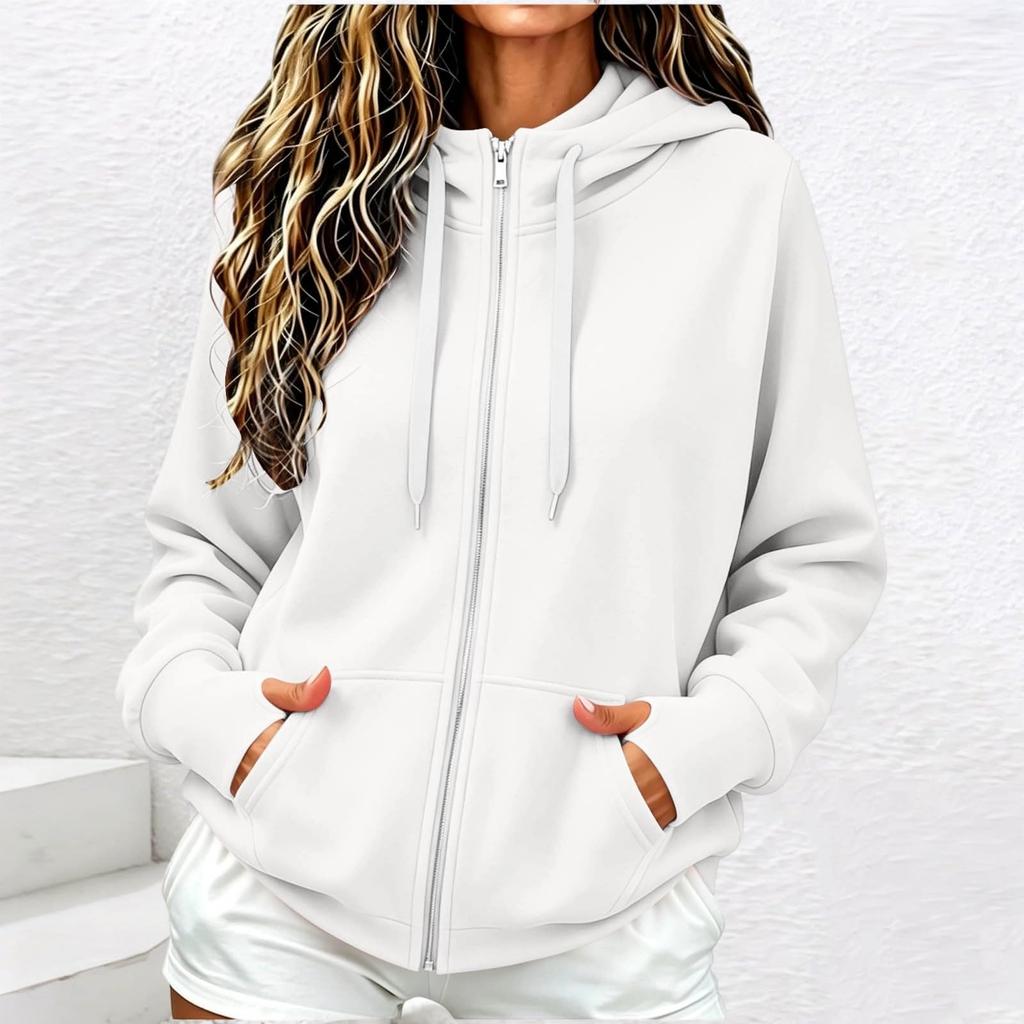 Women's Casual Zip Up Hoodie Sweatshirt with Pockets for Everyday Wear