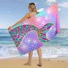 Vibrant Mermaid Tail Beach Towel, Lightweight Absorbent Polyester with Colorful Scale for Summer Travel Gift