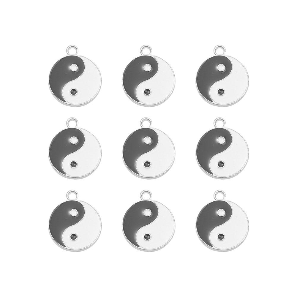 3/9/18pcs Black/White Yin Yang Alloy Enamel Tai Chi Yin Yang Bagua Pendant Craft Accessories DIY Necklace Bracelet Jewelry Making Discovery