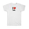 Gift T-Shirt : I Love China Flag Heart Country Crest Chinese Expat