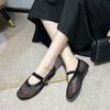 Fashion Grid Air Mesh Flat Ballets Shoes Ladies Barefoot Lace Mary Janes Women Buckle Strap Loafers Breathable Cut-Out Mocasines Mujer