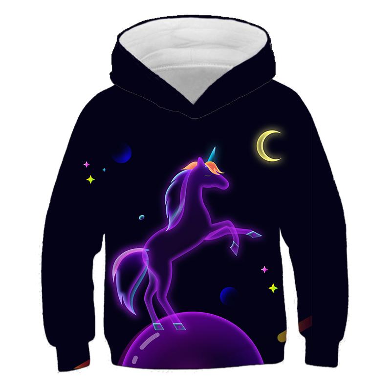 Autumn Child Cartoon Unicorn Hoodies Boys' Coat Girls 3D Print Casual Long Sleeve Children's Sweatshirt Kids' Loose Top